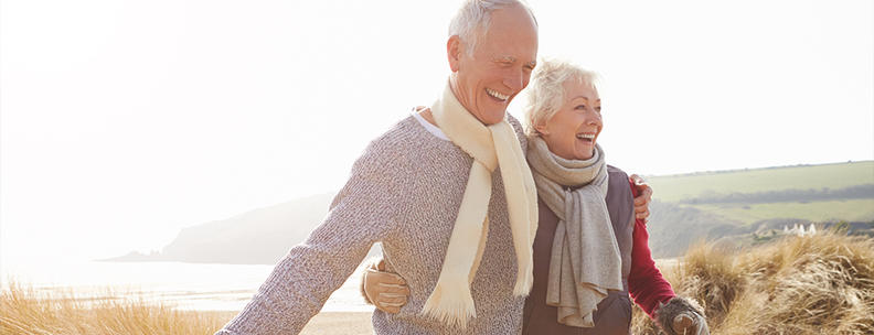 Couple walking on a beach